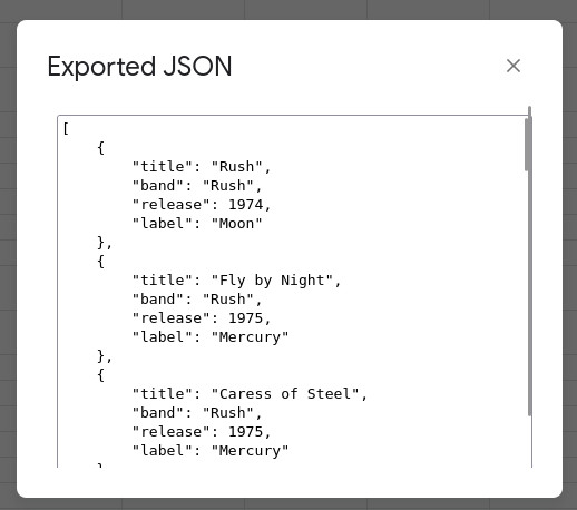 Conversion to JSON.