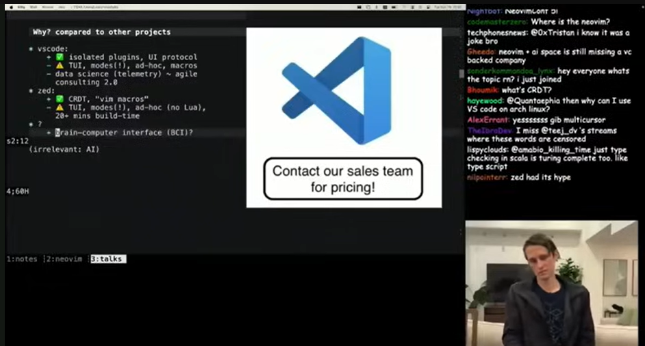 Screenshot - Justin Keyes State of Neovim 2024 talk